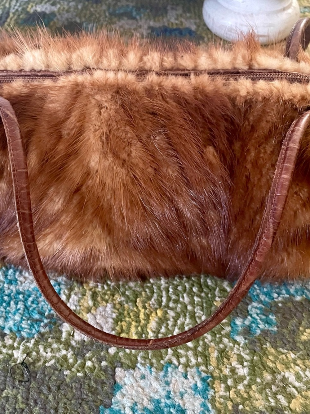 Paolo Masi Brown Faux Fur Shoulder Bag with Leather Strap